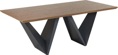 Obrázek produktu pro BELIANI Jídelní stůl Tmavé dřevo černé kovové nohy 200 x 100 cm průmyslový design