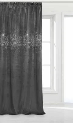 Produktbild von Grauer Veloursvorhang Mit Kristallen 140X270 Glänzend Auf Band