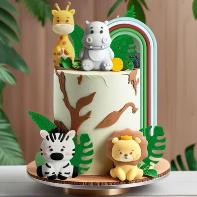 Productafbeelding van Jungle Taartdecoratie met Safari Dieren voor Verjaardagsfeest