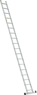 Imagen del producto de Silecomplaza, escalera de aluminio con plataforma, modelo Anlegeleiter, con 18 escalones, equipada con ganchos, capacidad de carga de 150 kg, antideslizante, ligera y resistente a la corrosión, cumple con la norma EN131