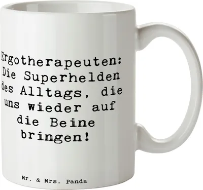 Produktbild von Mr. & Mrs. Panda Kaffeebecher Spruch Ergotherapeutin Superhelden - Weiß - Geschenk, Erkrankung, Beruf, Therapie, Berufsliebe, Tasse, haferl, Berufsprodukte, Trinkbecher