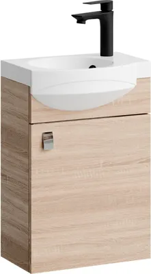 Produktbild von Planetmöbel Waschtischunterschrank Sonoma Eiche 40 cm mit Armatur Schwarz