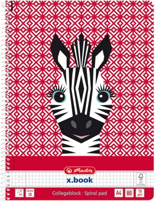 Produktbild von Herlitz Spiralblock A4 Lineatur 28 Cute Animals Zebra