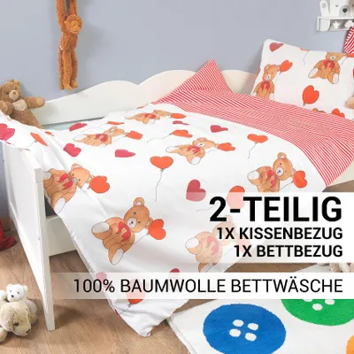 Produktbild von Tolle moderne Baby Kinder Baumwolle Bettwäsche mit Reißverschluss 100x135 40x60 , Design - Motiv:Design 1