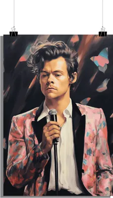 Produktbild von Harry Styles Poster - Mit Mikrofon Poster - Musik Poster - 51x71cm - Perfekt zum Einrahmen