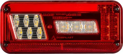 Produktbild von DOBPLAST DPT30 LED Rückleuchte rechts 12 V 218x 98x 57 mm IP68 6 Funktionen Bremslicht Blinker Ruckfahrlicht Kennzeichenlicht Reflektor für Anhänger