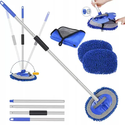 Produktbild von Teleskopischer Mop-Besen für Autowäsche + 2 Mikrofaser-Köpfe