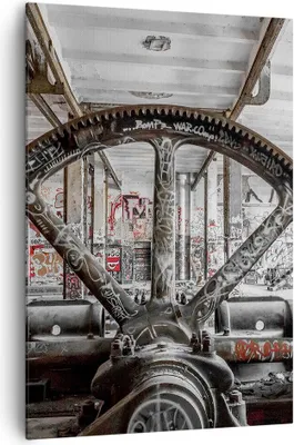 Produktbild von Bild auf Leinwand - Leinwandbild - Einteilig - Maschine Industrie Graffiti - 70x100cm - Wand Bild - Wanddeko - Wandbilder - Leinwanddruck - Wanddekoration - Leinwand bilder - Wandbild - PA70x100-4304