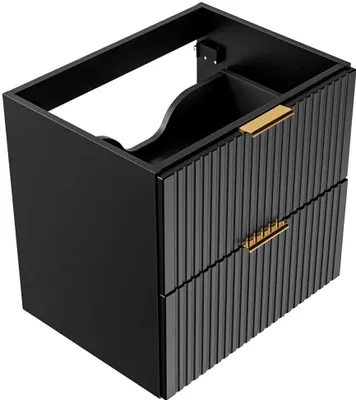Produktbild von Waschtischunterschrank 60cm ADELAIDE-56-BLACK in matt schwarz mit gerilllter Front, B/H/T ca. 60/57/46 cm