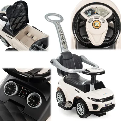Immagine prodotto di Lebula, macchinina a spinta 3 in 1 per bambini, auto grande con clacson e musica, bianca