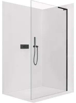 Obrázek produktu pro CERANO - Sprchová zástěna Walk-in Onyx L-pravá vzpěra - 8 mm - černá matná, transparentní sklo - 80x200 cm