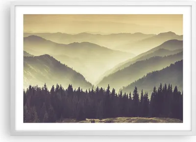 Produktbild von Gerahmtes Poster - Weißer Rahmen - Berge Wald Natur - 70x50 cm - Wand Bild - Wanddeko - Wandbilder - Kunstposter - Wandposter - Bilderrahmen - Bilder - Kunstdruck - Wandbild - P2WAA70x50-3820