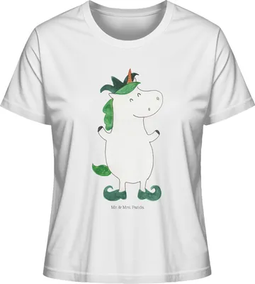 Produktbild von Mr. & Mrs. Panda Damen T-Shirt Einhorn Joker Größe S - Weiß - Geschenk, Basic, Unicorn, Oberteil, Kasper, Kurzarmshirt, Hofnarr, Kurzarm, Mittelalter, Einhörner