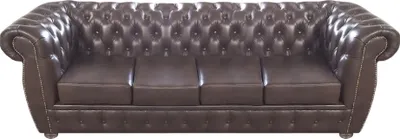 Zdjęcie produktu dla Sofa czteroosobowa brązowa skórzana sofa meble tapicerowane luksusowe meble Chesterfield
