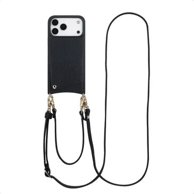 Zdjęcie produktu dla Etui na telefon Selencia Nova z kablem i uchwytem na kartę do Apple iPhone 17 Pro Max - czarny
