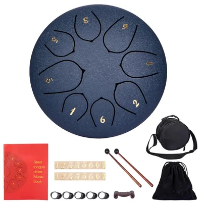 Produktbild von ​​Stahl-Zungentrommel 6" (8 Töne) – Handpan mit Schlägeln & Tragetasche für Meditation & Musiktherapie​