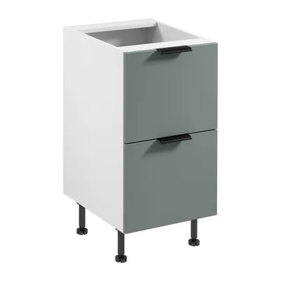 Produktbild von Küchenunterschrank 45 cm mit Schubladen ohne Arbeitsplatte, Sorento D45S2 AX Weiß/Grün
