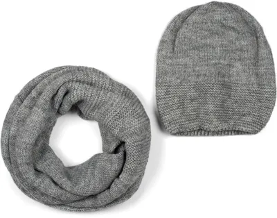 Produktbild von styleBREAKER Uni Winter Set Beanie Strick Loop, Grau