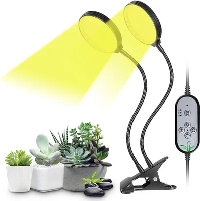 Produktbild von LED Pflanzenwachstumslichter Sonnenlicht Wasserdicht Timer Dimmbar Wachstumslampe (1 Clip mit 2 Lampenkopf)