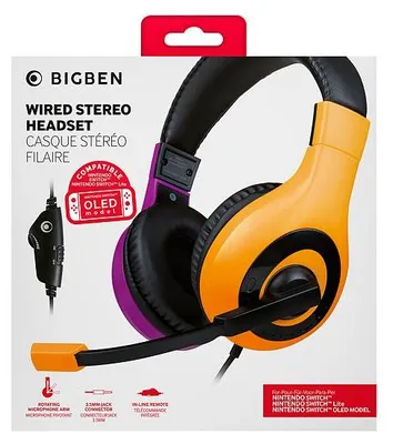 Produktbild von BigBen Kabelgebundenes Stereo-Headset (Switch) - rosa/orange