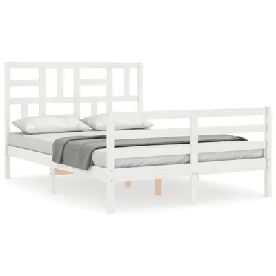 Obrázek produktu pro vidaXL Postel z masivu s čelem bílá 120x200 cm