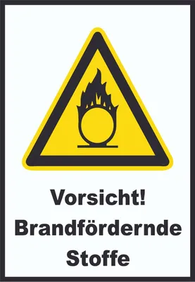 Produktbild von Vorsicht Brandfördernde Stoffe Schild A1 Rückseite selbstklebend