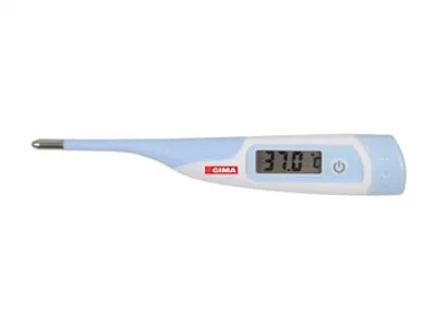 Produktbild von GIMA 25556, Kontakt-Thermometer, Blau, Weiß, Oral, Rechteckig, Unterarm, Tasten, °C, °F, 32 - 43 °C