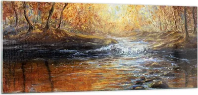Produktbild von Bilder auf glas - Bach Park Baum - 100x40cm - Glasbilder - Wandbilder - Kunstdruck - zum Aufhängen bereit - Wanddekoration aus Glas - Glas Bilder - Wandbild auf Glas - Einteilig - GAB100x40-3973