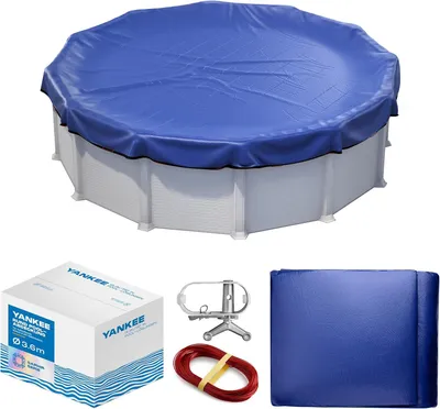Produktbild von Runde Poolabdeckung für Pools von 320–366 cm | Ø 420 cm Planenmaß | 200g/m² PE, doppelt beschichtet | reißfest und UV-beständig | blau | für Sommer und Winter