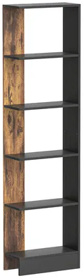 Immagine prodotto di Libreria Moderna Salvaspazio 45x21x170 cm a 5 Ripiani in Legno Marrone e Nero