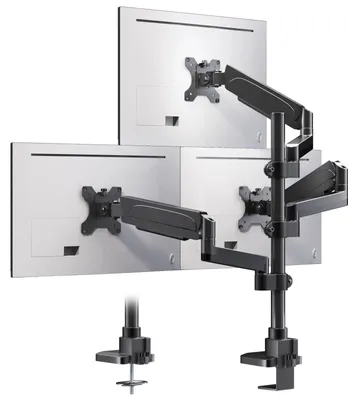 Productafbeelding van Monitorhouder voor 3 schermen van 17 tot 32 inch, in hoogte verstelbaar met een arm van 9 kg, draaibaar en kantelbaar, VESA 75/100 mm