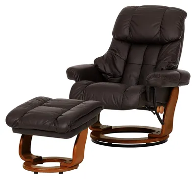 Produktbild von home24 Relaxsessel mit Hocker - Echtleder / Kunstleder