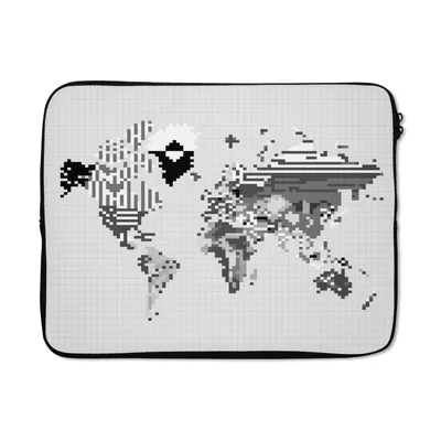 Produktbild von MuchoWow® Laptop Hülle 15 Zoll Weltkarte - Pixel - Schwarz und weiß Laptoptasche - Laptoptasche - Sleeve - Rundum-Schutz