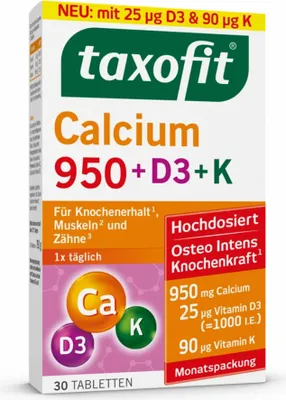 Produktbild von taxofit Calcium 950 + D3 + K Tabletten, 30 Stück