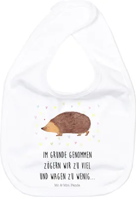Produktbild von Mr. & Mrs. Panda Lätzchen Igel Herzen - Weiß - Geschenk, Herz, Sabber, Spucklätzchen, Lustige Sprüche, Schlabberlatz, Liebe, Für Babys, Leben, Sabberlätzchen, Kuss