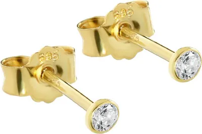 Produktbild von Paar Ohrstecker Echt Gold 585er 2,5mm Cubic Zirkonia Damen Herren Kinder 1748