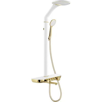 Produktbild von copy of Mexen KX05 Brausegarnitur für Aufputzmontage mit Kopfbrause und Thermostatmischer, Weiß - 771500591-20