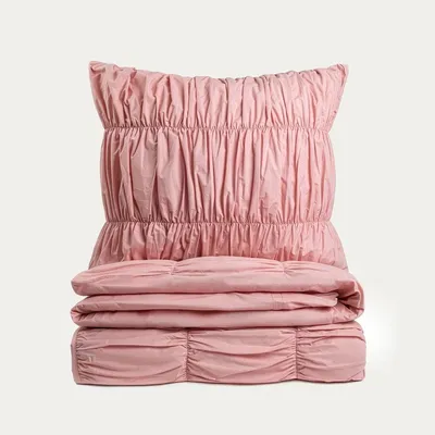 Produktbild von HOMLA CLOUD-Bettwäsche aus Baumwolle, rosa mit Ziernähten, 140 x 200 + 1 x 70 x 80 cm