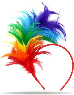 Obrázek produktu pro Čelenka s ozdobou "fascinator" - barevné duhové peří - slavnostní doplněk - ideální na svatby