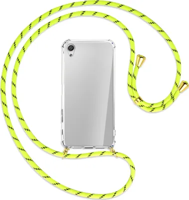 Produktbild von Handykette Backcover-Schutzhülle mit Band (Metall goldfarben) für Sony Xperia X Performance - neongelb