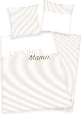 Produktbild von HERDING HOME Bettwäsche - Lieblingsmama - 80-x-80-cm-135-x-200-cm, Deckenbezug im Lieferumfang enthalten, Kissenbezug enthalten