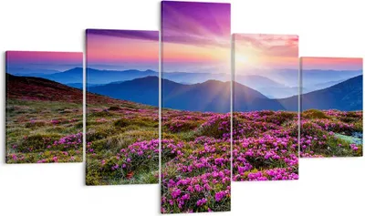Produktbild von Bild auf Leinwand - Leinwandbild - Wiese Berg Himmel Landschaft - 125x70cm - Wand Bild - Wanddeko - Leinwanddruck - Bilder - Kunstdruck - Wanddekoration - Leinwand bilder - Wandkunst - EA125x70-2719