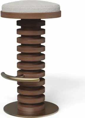 Produktbild von Casa Padrino Luxus Massivholz Barhocker Braun / Creme / Messing H. 75 cm -