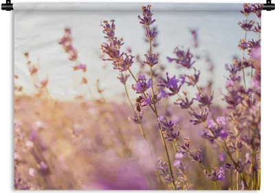 Produktbild von MuchoWow® Wandteppich Wandbehang Lavendel - Nahaufnahme - Sonne - Blumen - Lila 90x67.5 cm Tapisserie Dekoration Wandtuch - Fototeppich - Wand-Skulpturen
