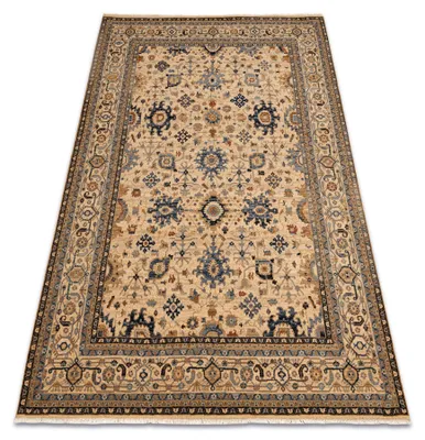 Imagen del producto de Alfombra de lana KESHAN franjas, oriental clásico 7521/53555  / azul oscuro beige 200x290 cm