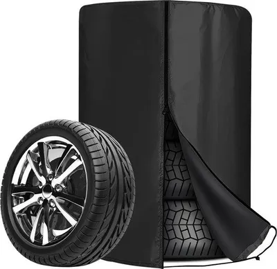 Produktbild von Universaler, wasserdichter, stofferner Bandenschutz für 4 Reifen - 80 x 120 cm - mit Reißverschluss - schwarz.