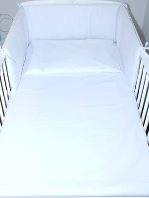 Produktbild von 3 teiliges Baby Bettset mit Bettwäsche und Nestchen für Bett 70x140 cm - 12. Weiß