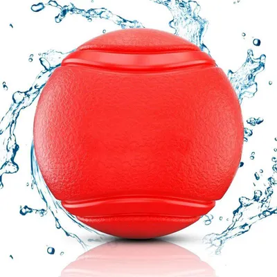 Produktbild von Intirilife Hunde Gummiball 7cm in KNALL ROT – Hundeball Haustier Spielzeug mit 7 cm Durchmesser ideal zur Zahnreinigung – Bissfest, Geruchsneutral, Widerstandsfähig, Schwimmt auf Wasser