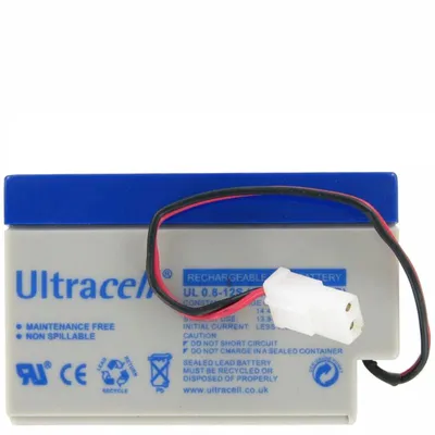 Imagen del producto de Batería de plomo-ácido UL0,8-12 Ultracell de 12 V y 0,8 Ah, con cable y conector AMP (recuerde comparar el conector con el suyo)