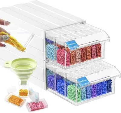 Productafbeelding van Diamond Painting Set – 70 accessoires met opbergdoos, containers, doosjes en stickers – Opbergdoos met etui